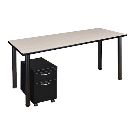 Kee Desking Kee Single Pedestal Desks, 24 D X 29 H, 72 W X Wood, Metal MTSPM7224PLBPBK